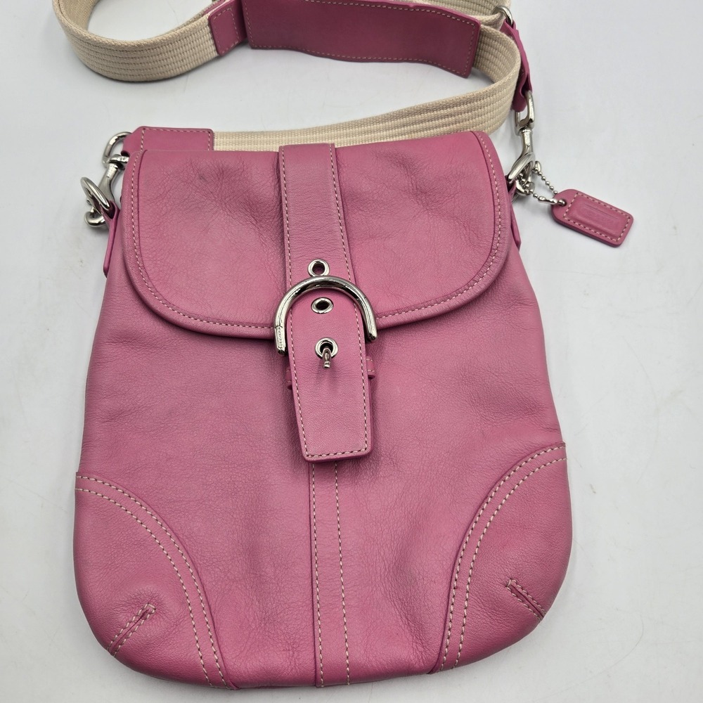 Coach Vintage Y2K Soho Pink Flap Crossbody Leather Shoulder Bag Buckle Purse